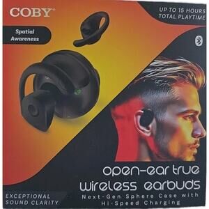 Open Ear True Wireless Earbuds, By COBY, 15 Hours Total Playtime, New In Box